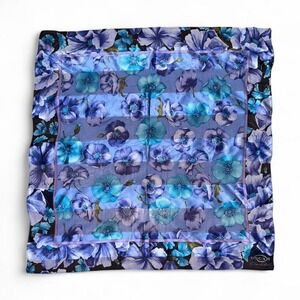 Vintage Oscar de la Renta blue floral silk scarf